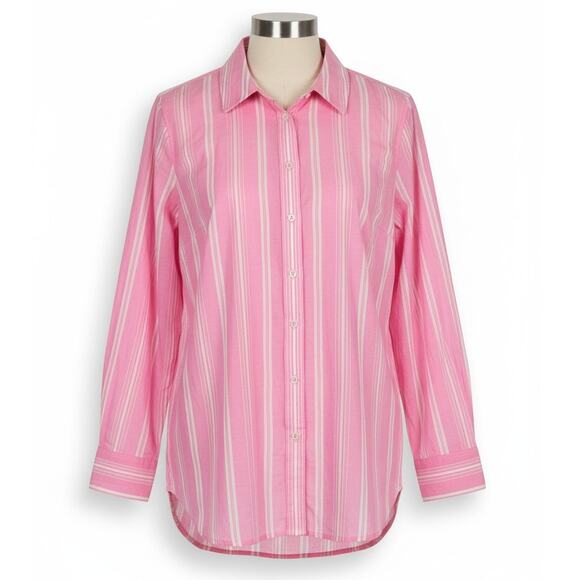 Talbots Womens M Preppy Coastal Old Money Classic Office Striped Button Up Shirt - Picture 1 of 9